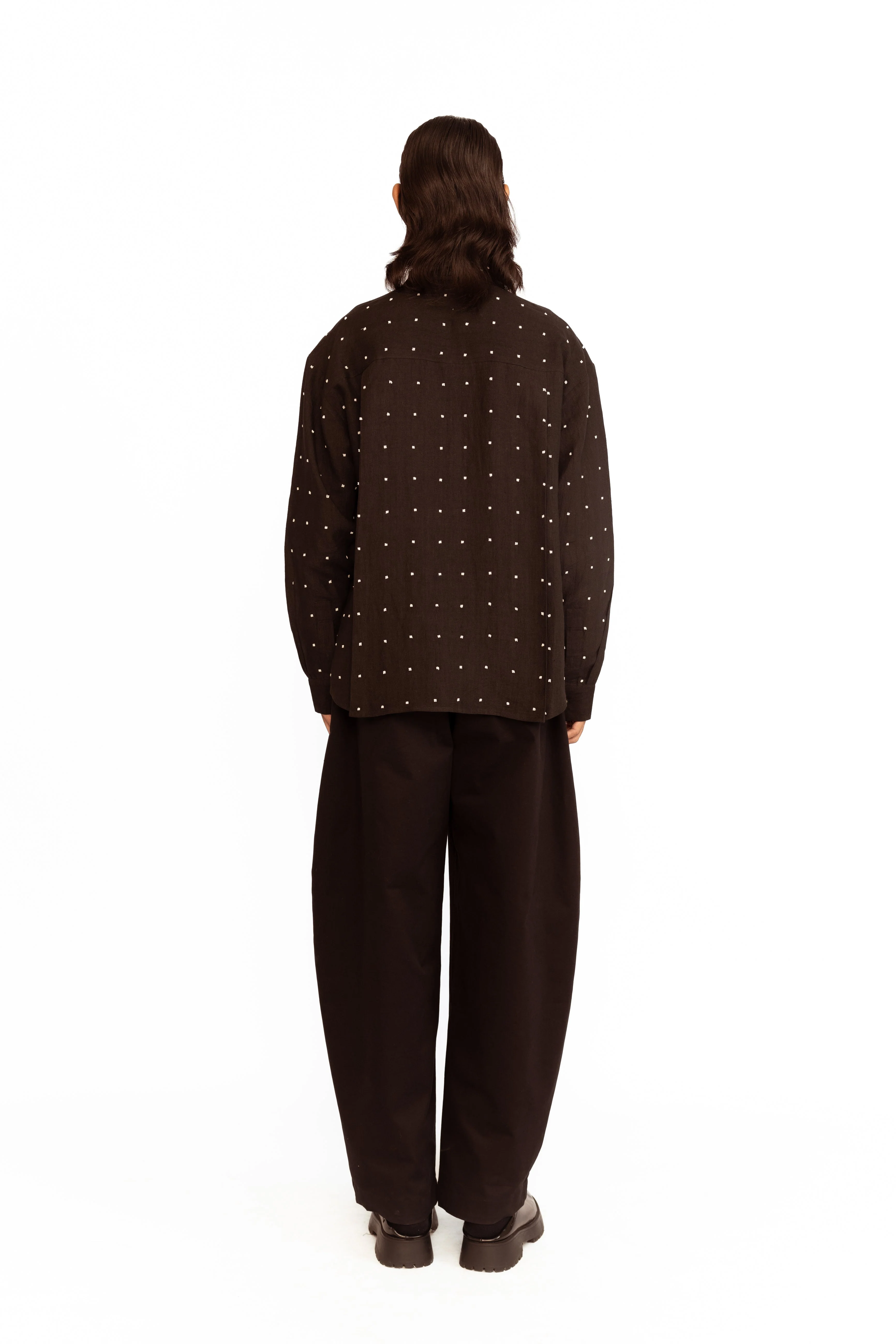 Angus Linen Shirt - Black - Image 6