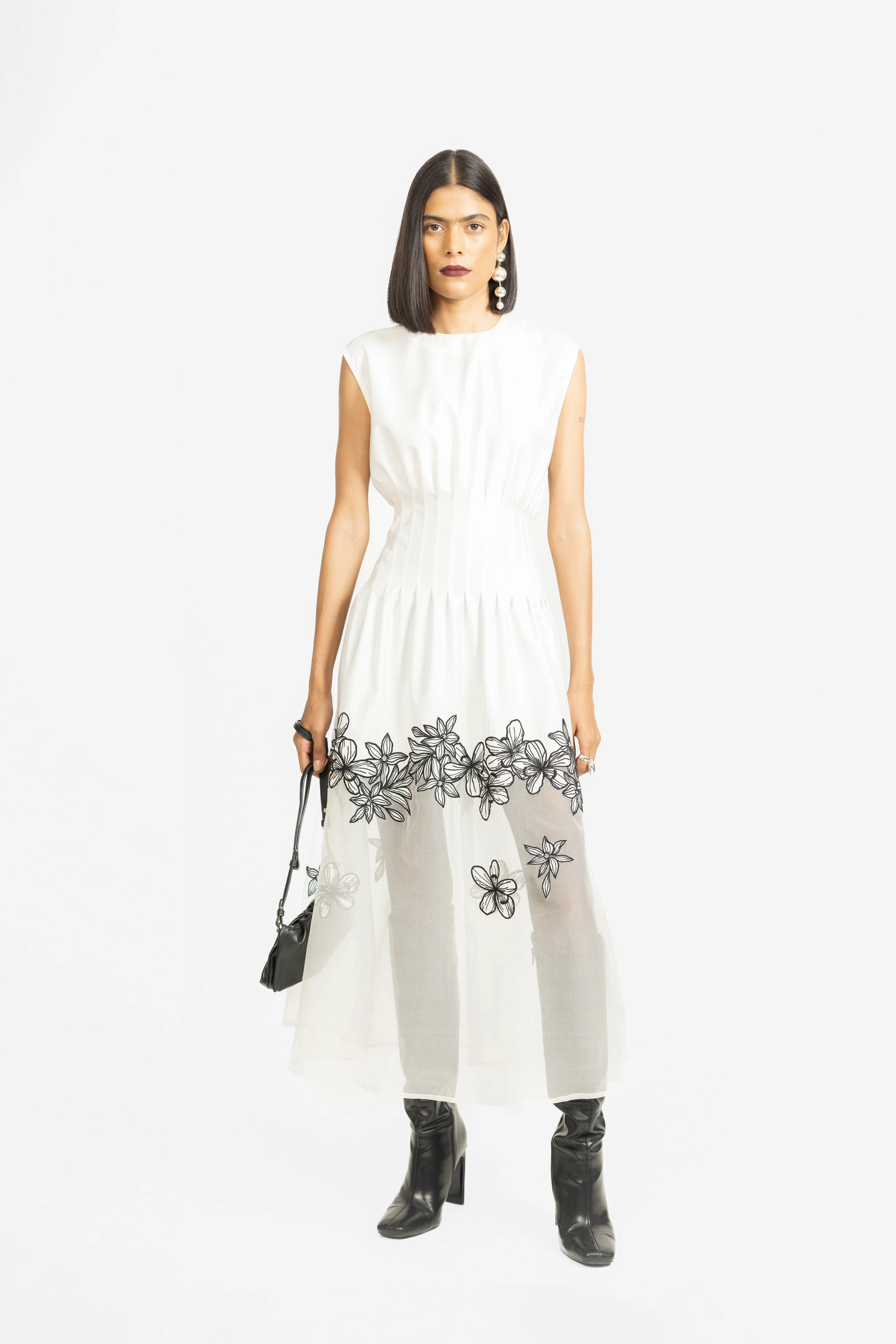 Caelis Embroidered Dress - Ivory - Image 3