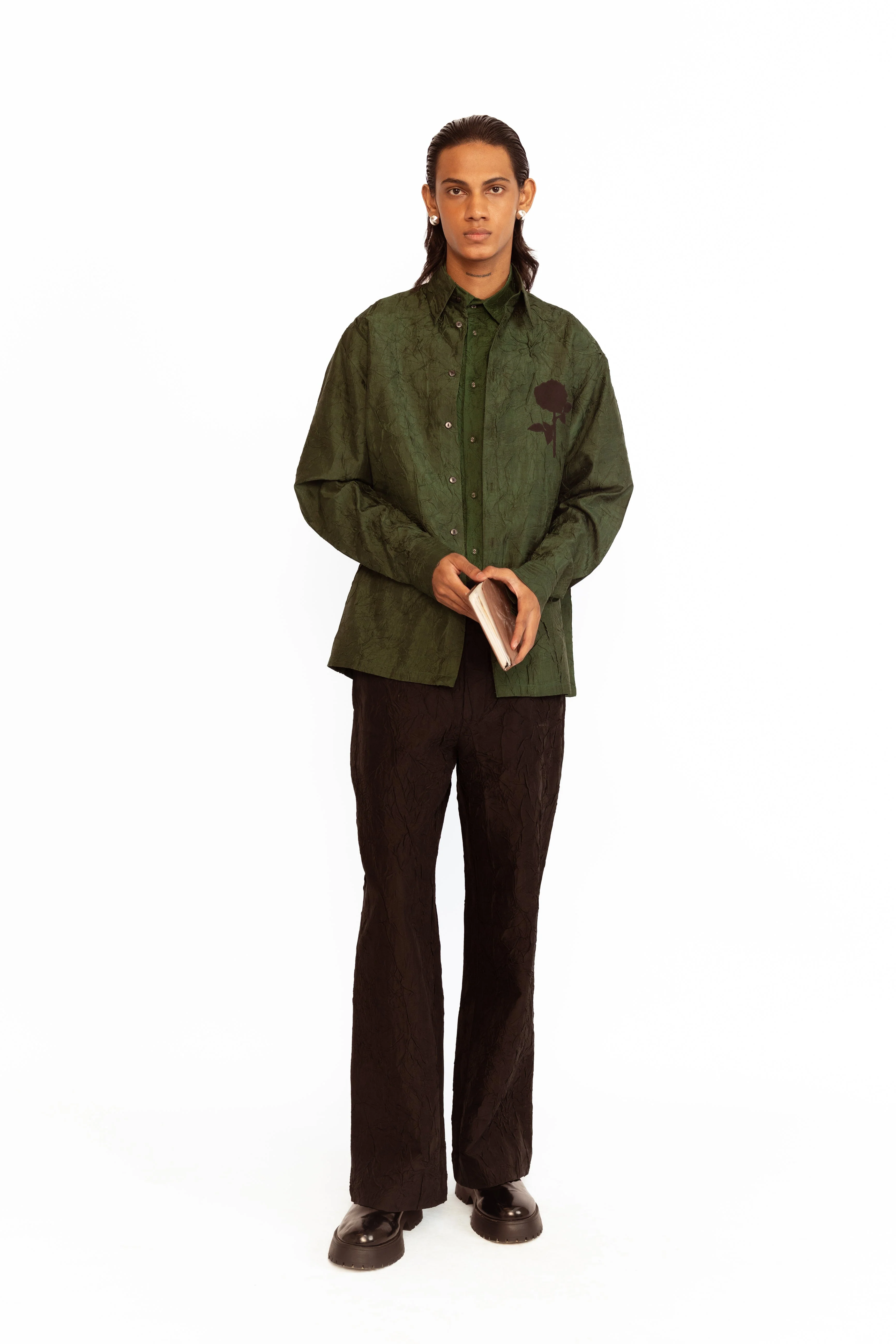 Cedric Applique Shirt - Olive Green