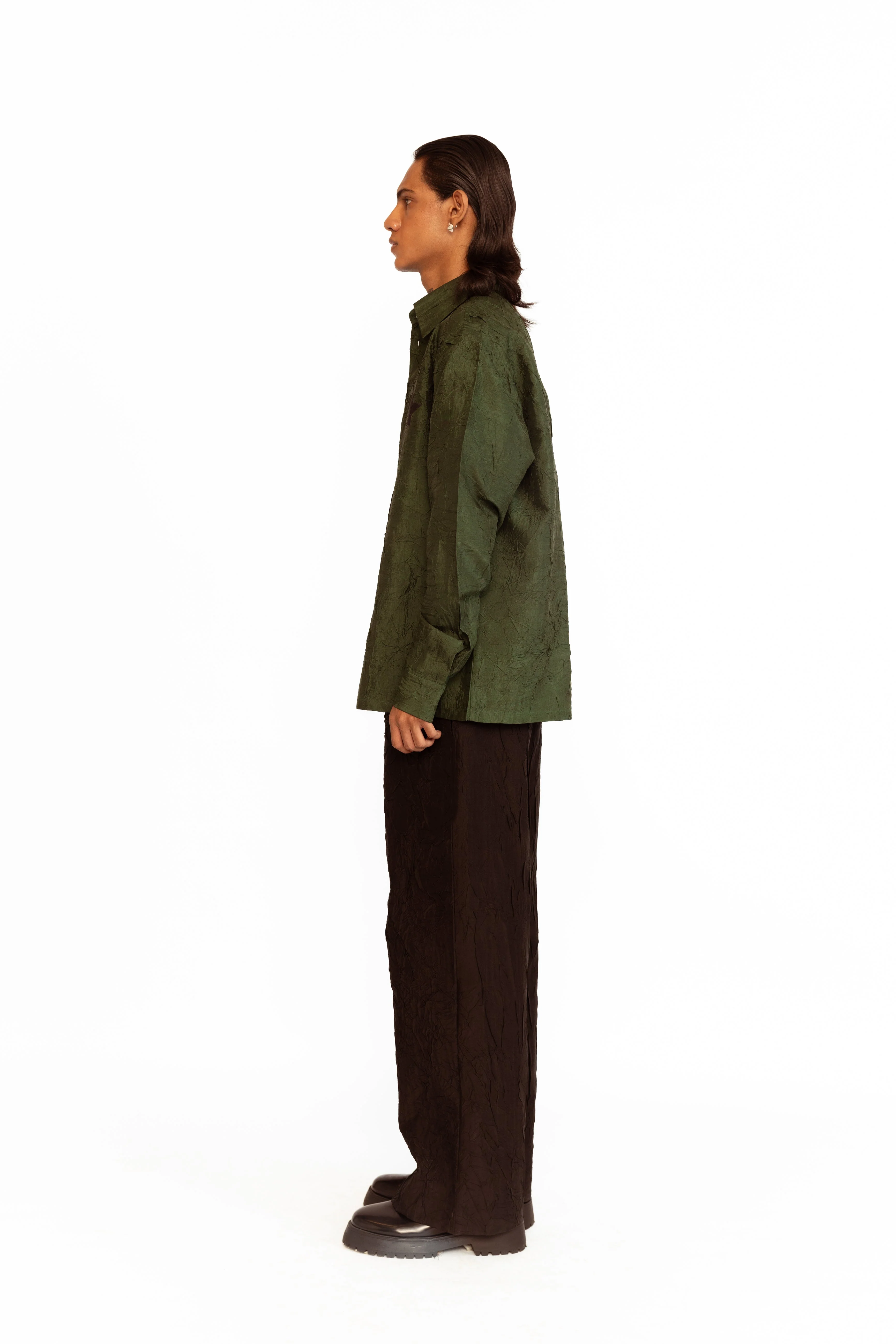 Cedric Applique Shirt - Olive Green - Image 4