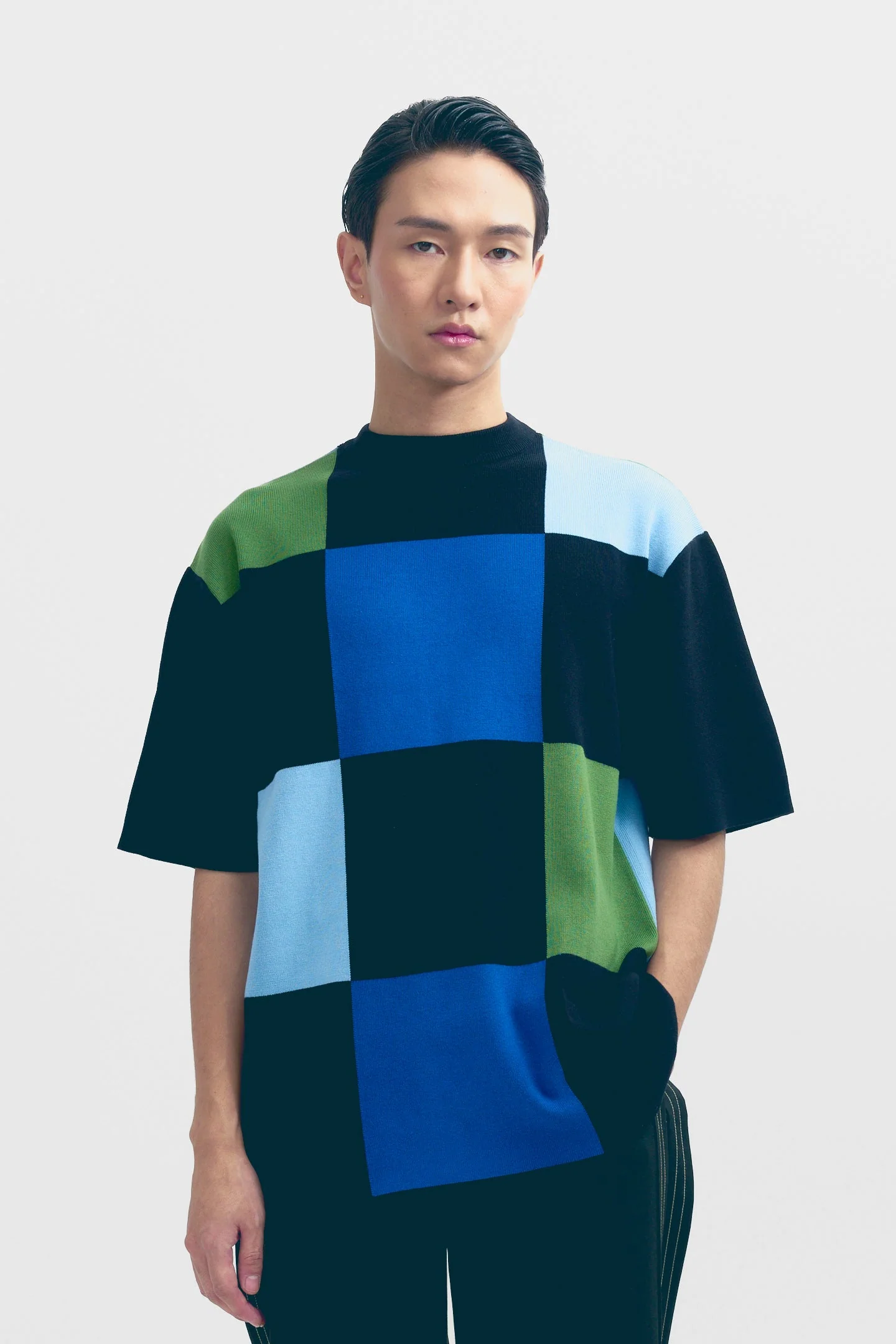 Checker Board Knit T-Shirt - Image 2