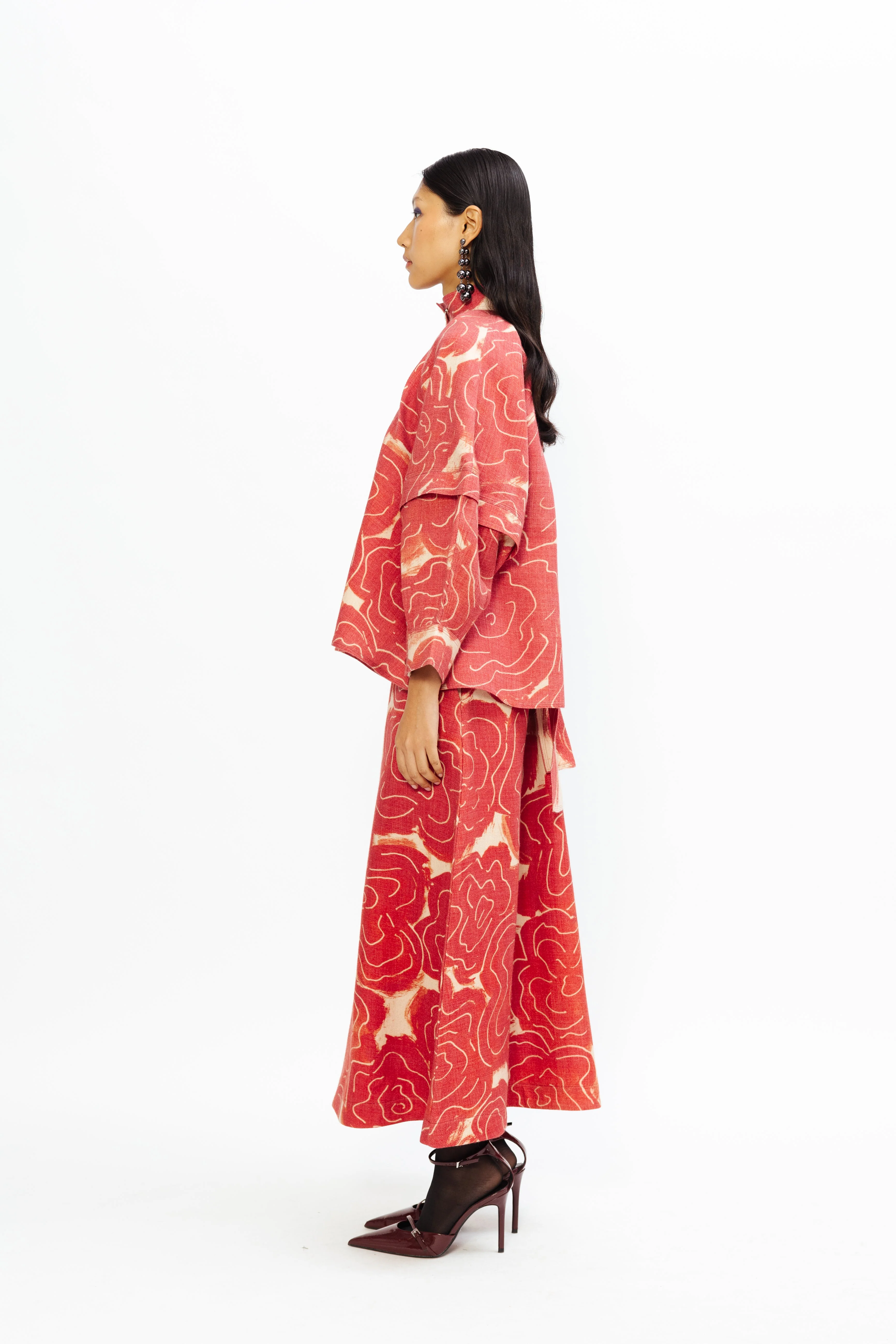 Daisy Linen Skirt - Red - Image 4