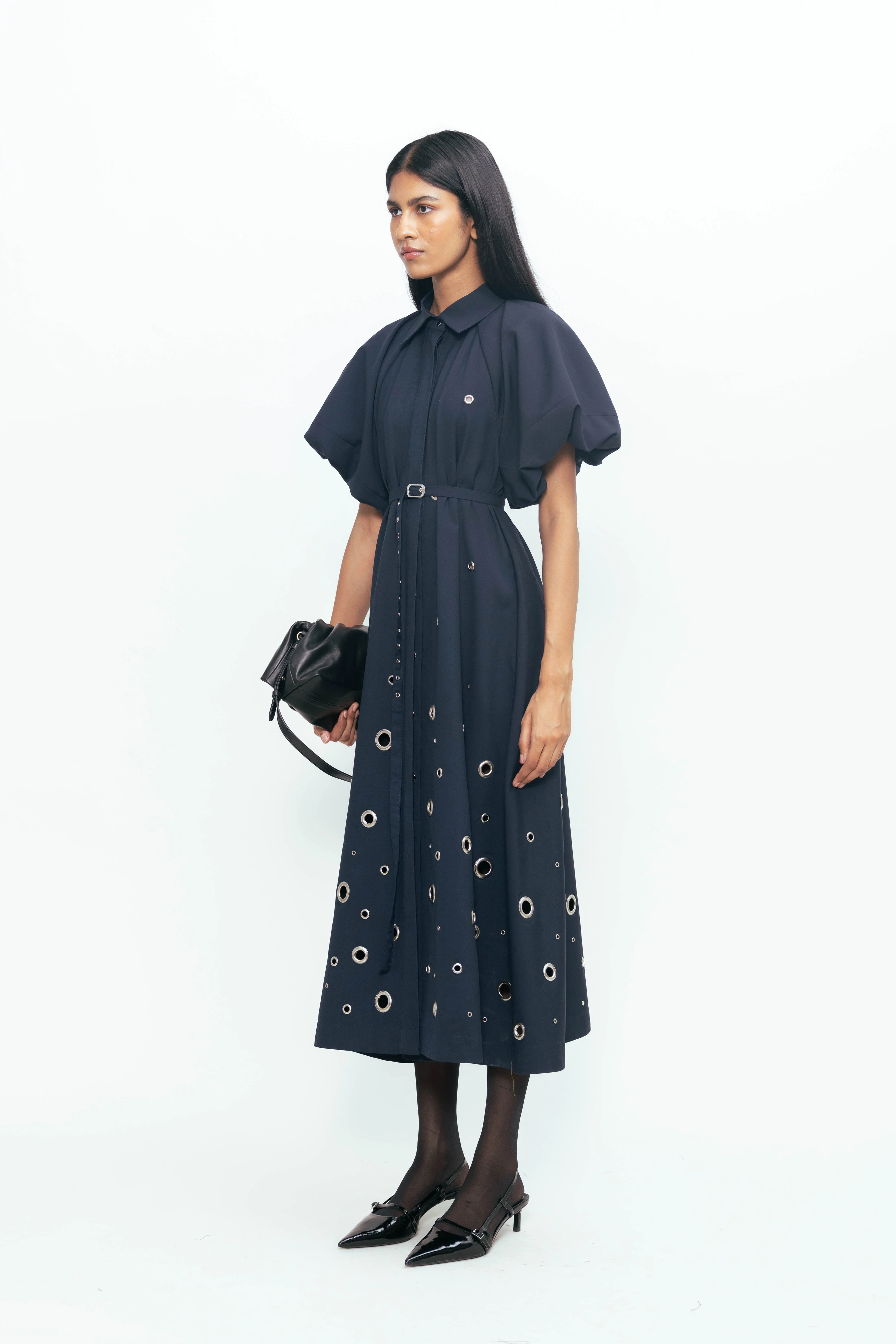 Simone Rivetted Dress - Navy - Image 4