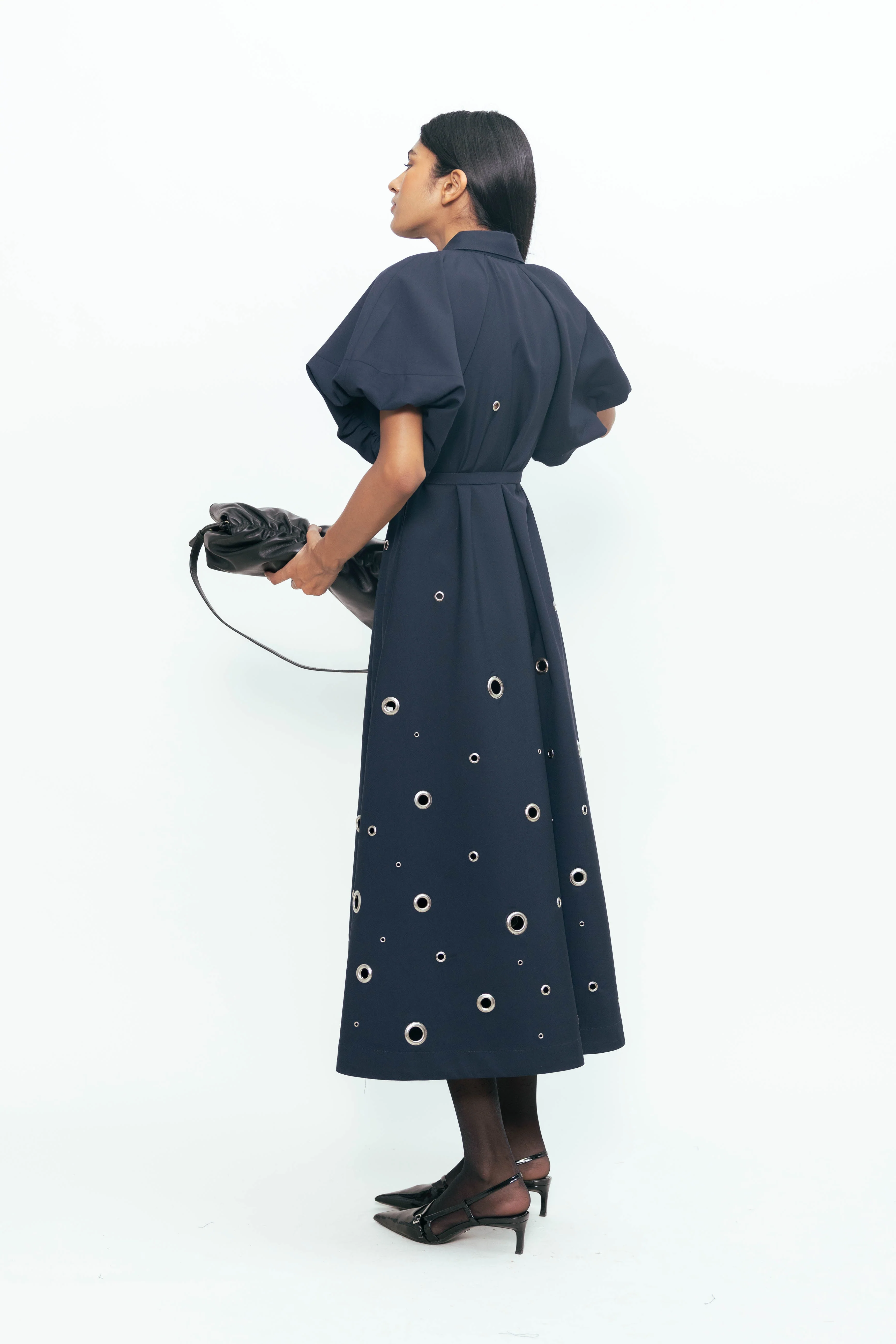 Simone Rivetted Dress - Navy - Image 5