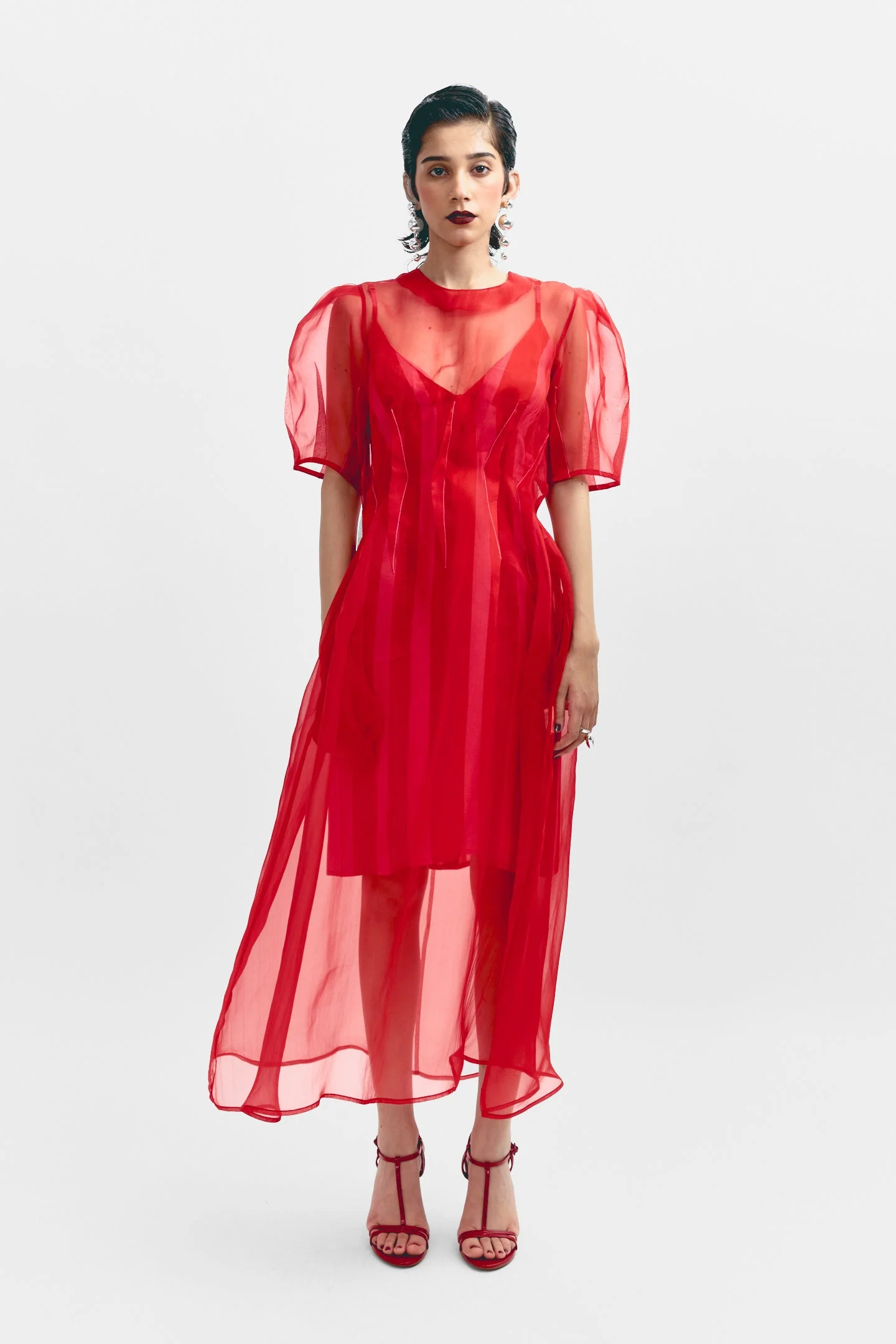 Keira Organza Dress Set - Red